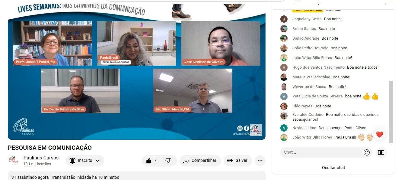 Alunos da Pós-Graduação em Comunicação, Teologia e Cultura do ITESP destacam pesquisas em Live do SEPAC – Paulinas